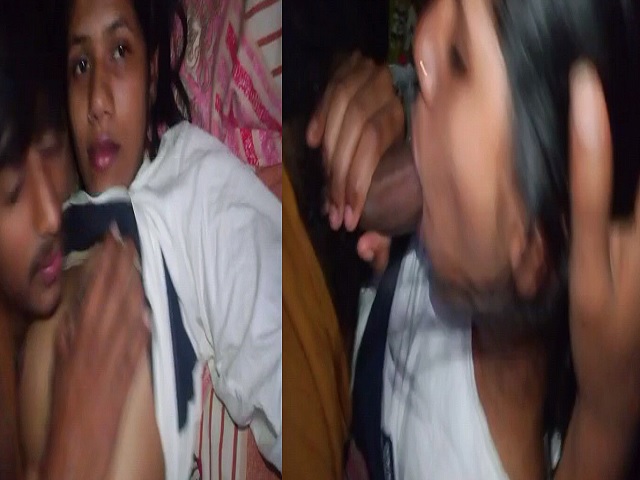 Hot college girl sex video with his lover at home