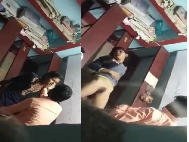 Student sex video with his sir in classroom desk