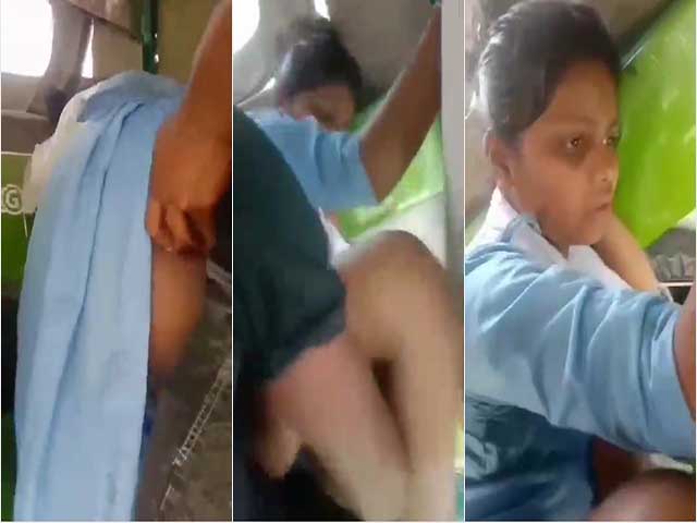 College girl sex video with her riskhaw driver on road